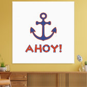 AHOJ! Boei + Ankerontwerp Rood+Blauw Canvas Afdruk (Insitu (Woonkamer))