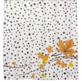 Ahornbladeren sinaasappel en bruine stippen douchegordijn (Voorkant)