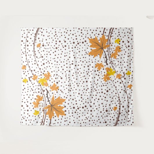 Ahornbladeren sinaasappel en bruine stippen wandkleed (Voorkant (horizontaal))