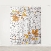 Ahornbladeren sinaasappel en bruine stippen wandkleed (Voorkant)