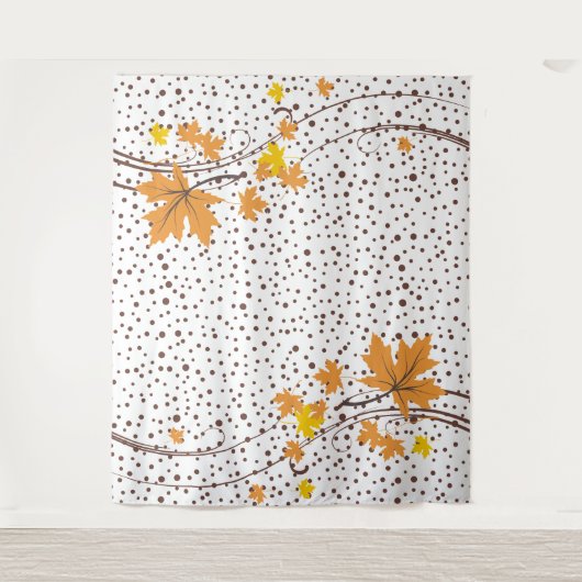 Ahornbladeren sinaasappel en bruine stippen wandkleed (Voorkant)