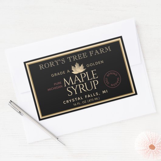 Ahornsiroop Goud en Zwarte Ahorn Rechthoekige Sticker (Envelop)