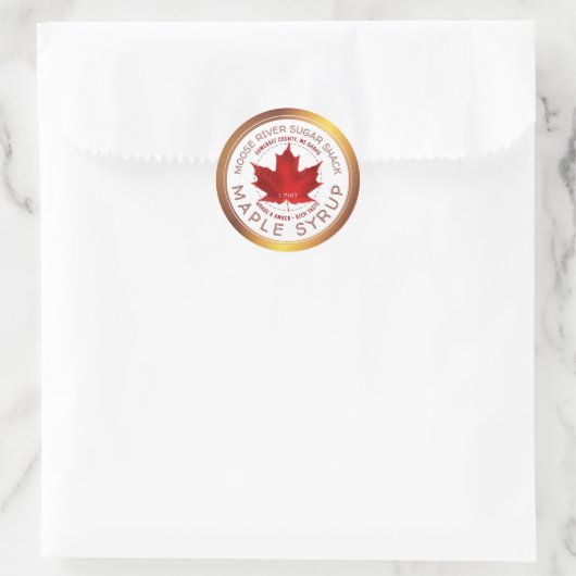 Ahornsiroop Koperrand Rode Suiker Maple Leaf Ronde Sticker (Tas)