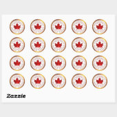 Ahornsiroop Koperrand Rode Suiker Maple Leaf Ronde Sticker (Vel)