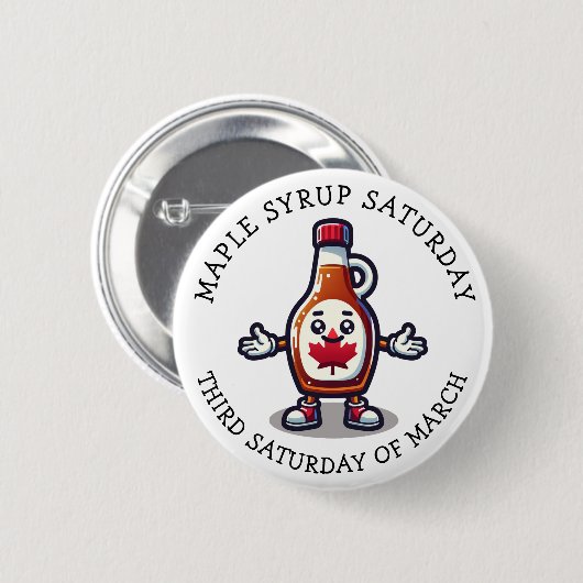 Ahornsiroop zaterdag ronde button 5,7 cm (Voorkant /achterkant)