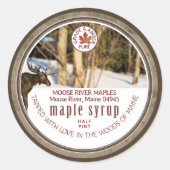 Ahornstroop Bossen Moose Bucket Eaple Leaf Grunge Ronde Sticker (Voorkant)