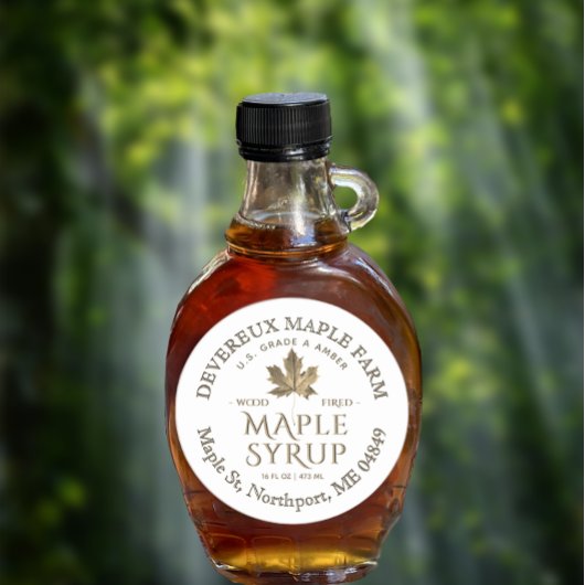 Ahornstroop Gouden Suiker Maple Leaf op Wit Label