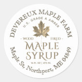 Ahornstroop Gouden Suiker Maple Leaf op Wit Label (Voorkant)