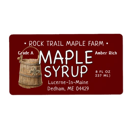 Ahornstroop met  Fleur de Lis Sap Emmer Etiket (Voorkant)