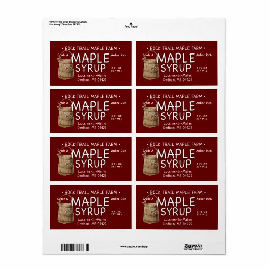 Ahornstroop met  Fleur de Lis Sap Emmer Etiket (Full Sheet)