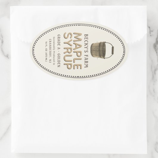 Ahornstroop Sap Bucket Border Ovaal Label (Tas)