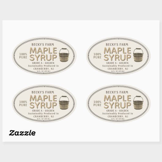 Ahornstroop Sap Bucket Border Ovaal Sticker (Vel)