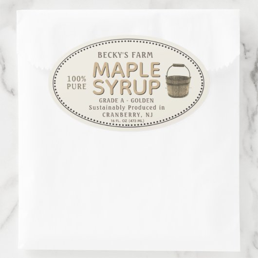 Ahornstroop Sap Bucket Border Ovaal Sticker (Tas)