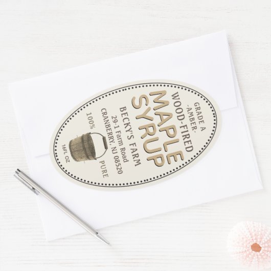 Ahornstroop Sap Bucket Border Ovaal Sticker (Envelop)