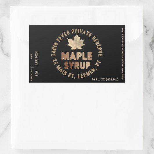 Ahornstroopetiket Circulaire Logo Batch & Datum Ve Rechthoekige Sticker (Tas)