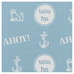 Ahoy. Aangepast ankerpatroon - Licht blauw Stof