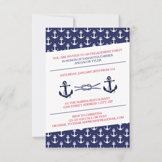 Ahoy Anchors Engagement Party - 3X5 Uitnodiging (Voorkant)