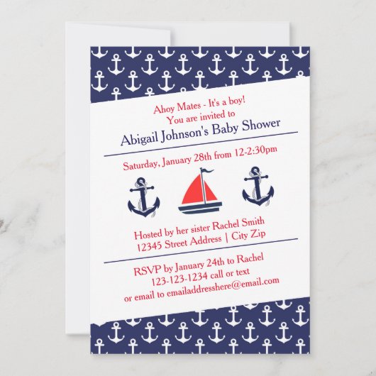 Ahoy Ankers Baby Shower - Uitnodiging (Voorkant)