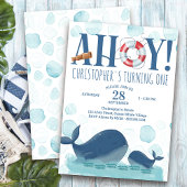 Ahoy Any Age Happy Ocean Whale Verjaardag Kaart