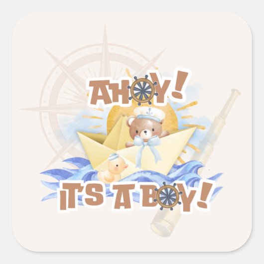 Ahoy! Baby Boy Shower Sticker (Voorkant)