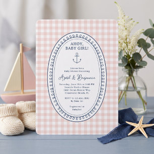Ahoy Baby Meisje Nautische Baby Shower Kaart