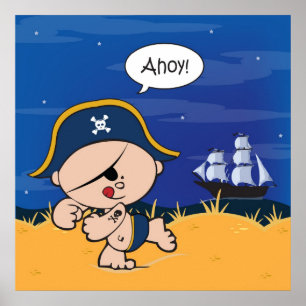Ahoy Baby. Pirate Poster afdrukken