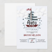 AHOY, BABY SHOWER, HET IS EEN BOY, EEN NAUTISCHE W (Voorkant / Achterkant)