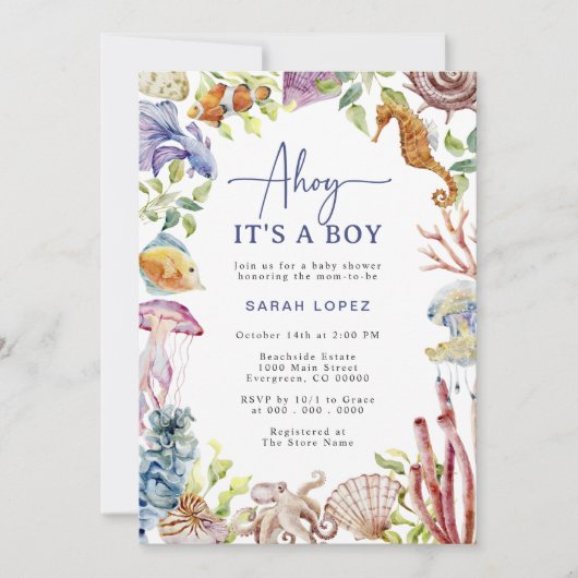 Ahoy Baby shower Invitation Kaart (Voorkant)