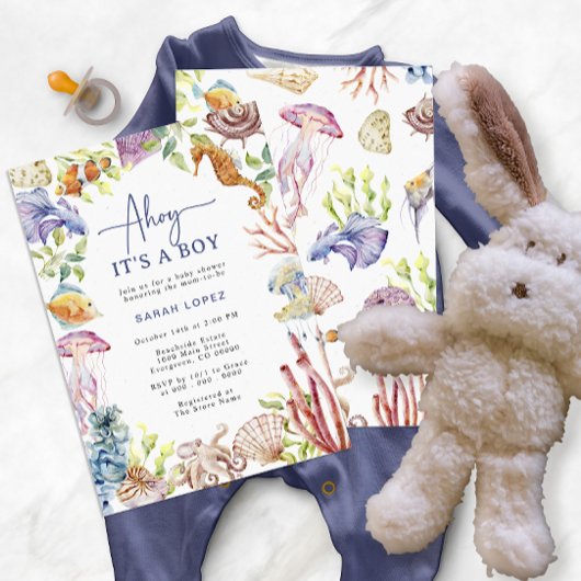 Ahoy Baby shower Invitation Kaart