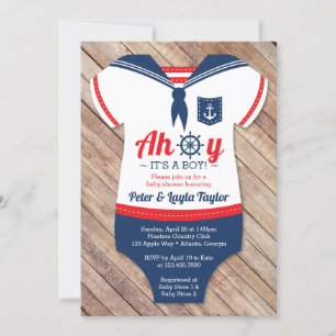 Ahoy Baby shower Invitation, Sailor, Nautical Kaart