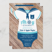 Ahoy Baby shower Invitation, Sailor, Nautical Kaart (Voorkant / Achterkant)