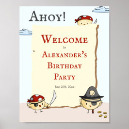 Ahoy Bird Pirate Theme Birthday Welkom Poster