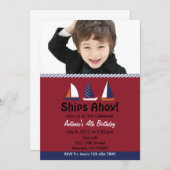 Ahoy Birthday Party Invitation Kaart (Voorkant / Achterkant)