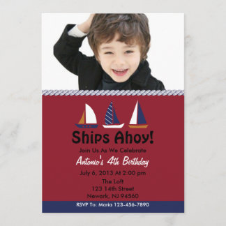 Ahoy Birthday Party Invitation Kaart