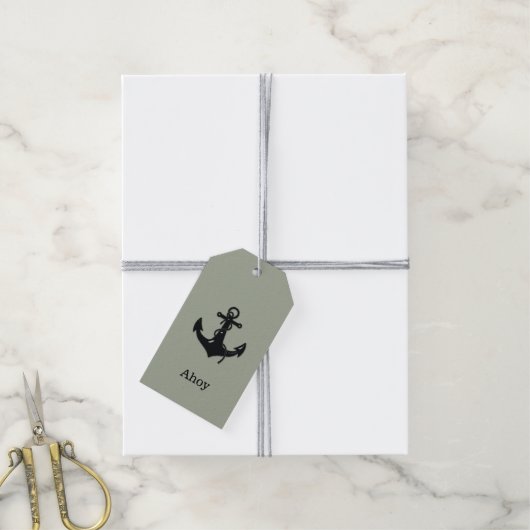 AHOY Black Boat Anchor Gift Labels Cadeaulabel (Met Touw)