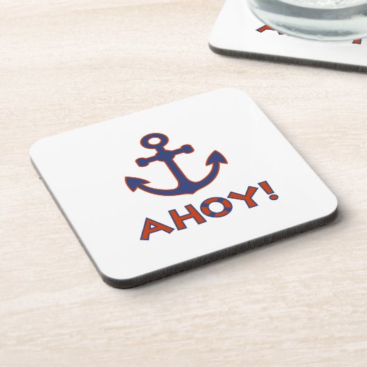 AHOY! Boei + ankerontwerp rood + blauw Bier Onderzetter (Linkerzijde)