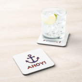 AHOY! Boei + ankerontwerp rood + blauw Bier Onderzetter (Rechterzijde)