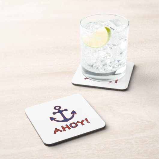 AHOY! Boei + ankerontwerp rood + blauw Bier Onderzetter (Rechterzijde)