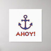 AHOY! Boei + ankerontwerp rood + blauw Canvas Afdruk (Voorkant)