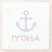 AHOY! Boei + ankerontwerp rood + blauw Glazen Onderzetter (Achterkant)