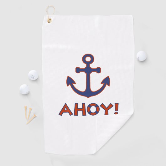 AHOY! Boei + ankerontwerp rood + blauw Golfhanddoek (Insitu)