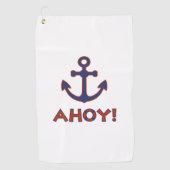 AHOY! Boei + ankerontwerp rood + blauw Golfhanddoek (Voorkant)