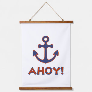 AHOY! Boei + ankerontwerp rood + blauw Hangend Wandkleed