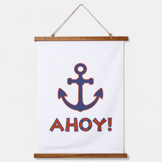 AHOY! Boei + ankerontwerp rood + blauw Hangend Wandkleed (Voorkant)