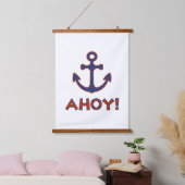 AHOY! Boei + ankerontwerp rood + blauw Hangend Wandkleed (Slaapkamer)