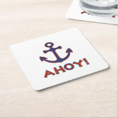 AHOY! Boei + ankerontwerp rood + blauw Kartonnen Onderzetters (Schuin)