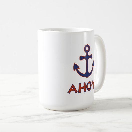 AHOY! Boei + ankerontwerp rood + blauw Koffiemok (Voorkant rechts)
