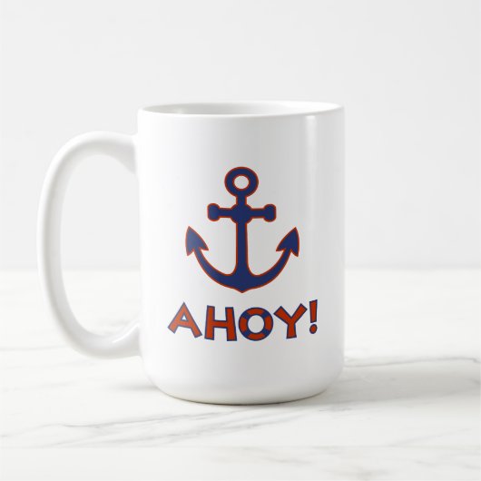 AHOY! Boei + ankerontwerp rood + blauw Koffiemok (Links)