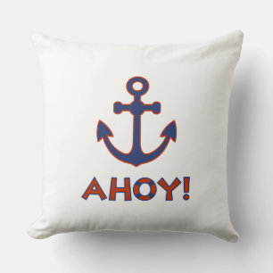 AHOY! Boei + ankerontwerp rood + blauw Kussen