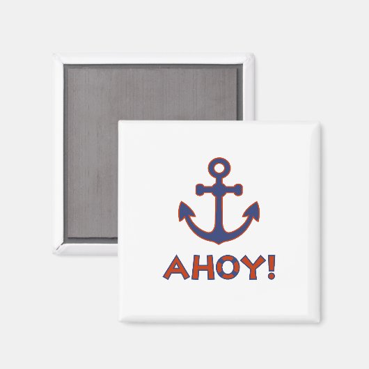 AHOY! Boei + ankerontwerp rood + blauw Magneet (Voorkant / Achterkant)